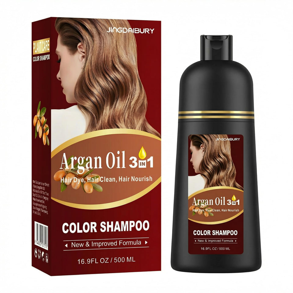 Agthyuve front packaging showing black argan oil dye shampoo benefits