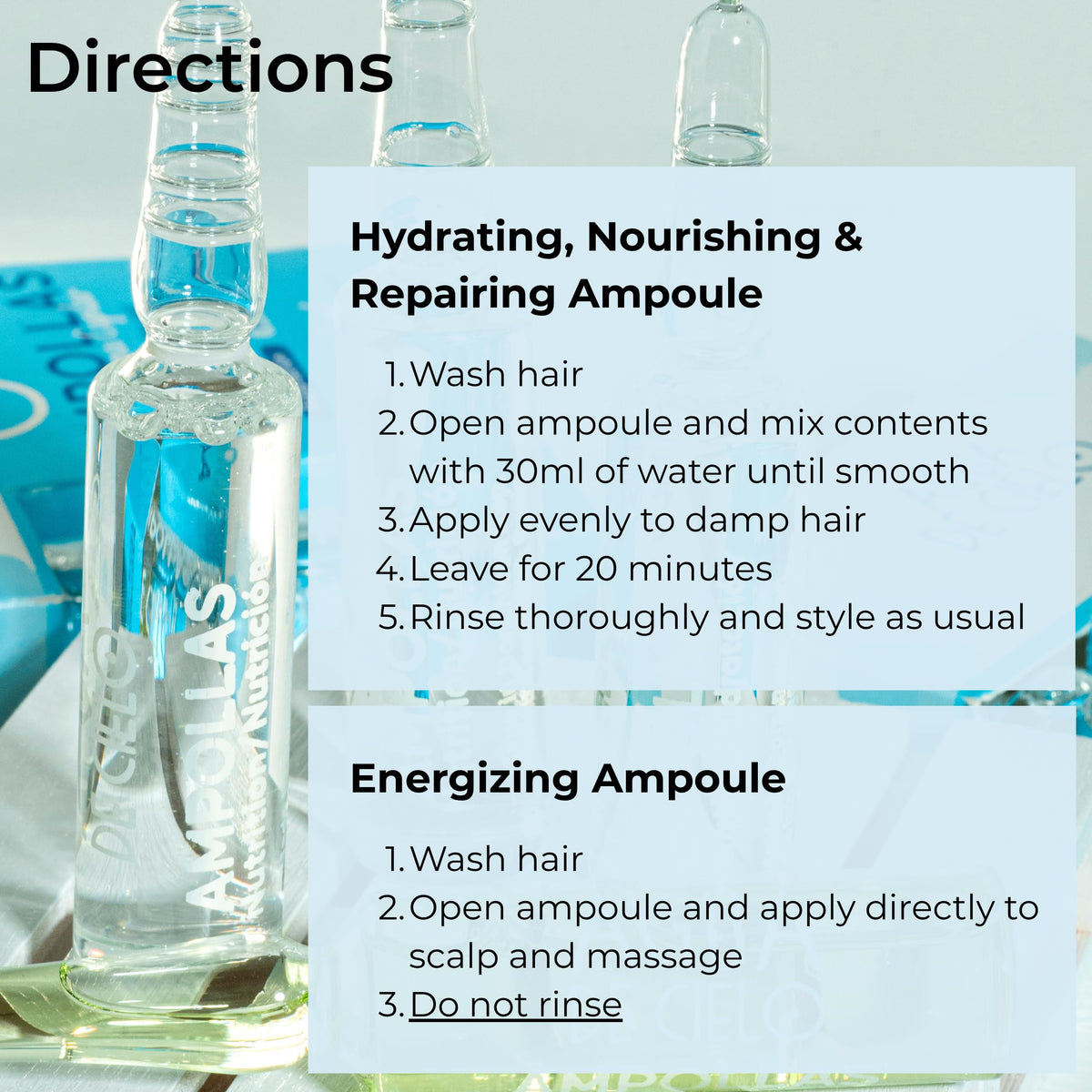 Agua de Cielo ingredient label close-up showing active components list