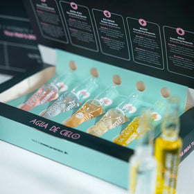 Agua de Cielo smooth serum texture on fingers demonstrating lightweight hydration