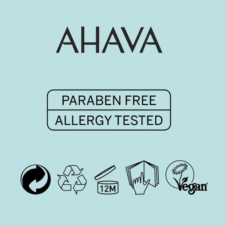 AHAVA 3.4 oz bottle beside common items for size comparison