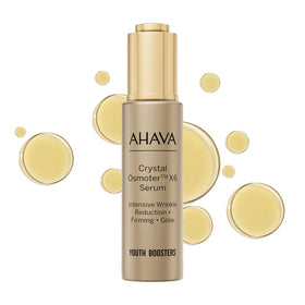 AHAVA front packaging of Crystal Osmoter X6 serum showing product benefit