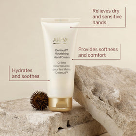 AHAVA Dead Sea mud visual emphasizing Dermud mineral conditioning benefit