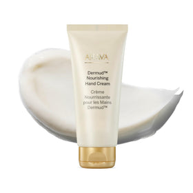 AHAVA Dermud hand cream front tube showing packaging and brand benefits