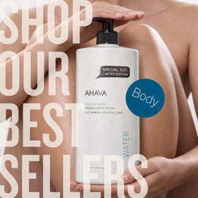 AHAVA hand cream on bathroom sink showing daily use and routine convenience