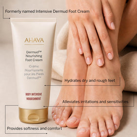 AHAVA Dermud applied to palm demonstrating easy application and fast absorption benefit
