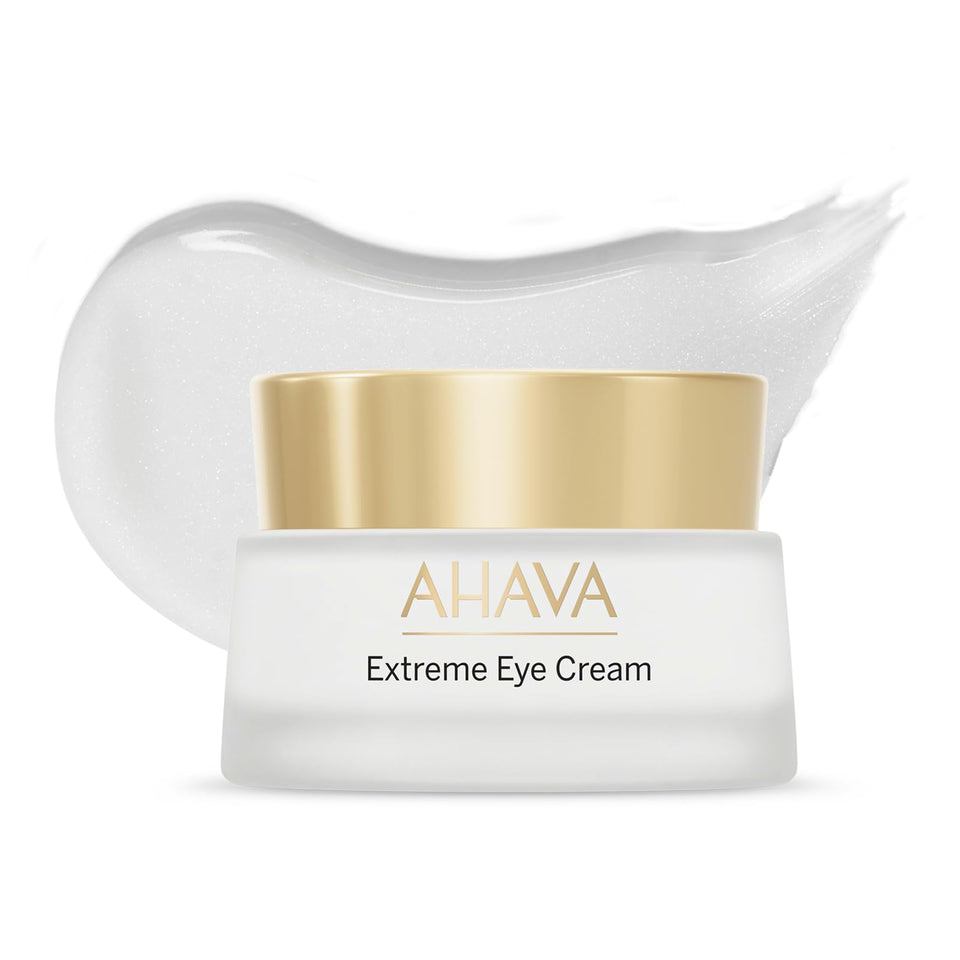 AHAVA jar front view showing Extreme Firming Eye Cream and clean luxury
