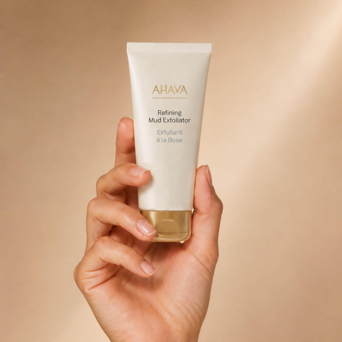 AHAVA on bathroom shelf in lifestyle setting implying daily routine fit