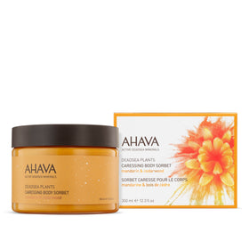 AHAVA close-up of sorbet cream-gel texture demonstrating lightweight, fast-absorbing finish
