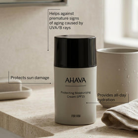 AHAVA tube label detail highlighting Osmoter Dead Sea minerals and ingredient clarity