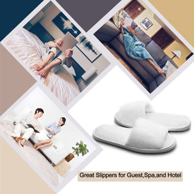 AhfuLife slippers placed in hotel room setting offering guest-ready convenience