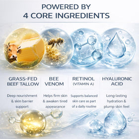 Ahgmeside ingredient highlight with retinol and niacinamide indicating skin texture support benefit