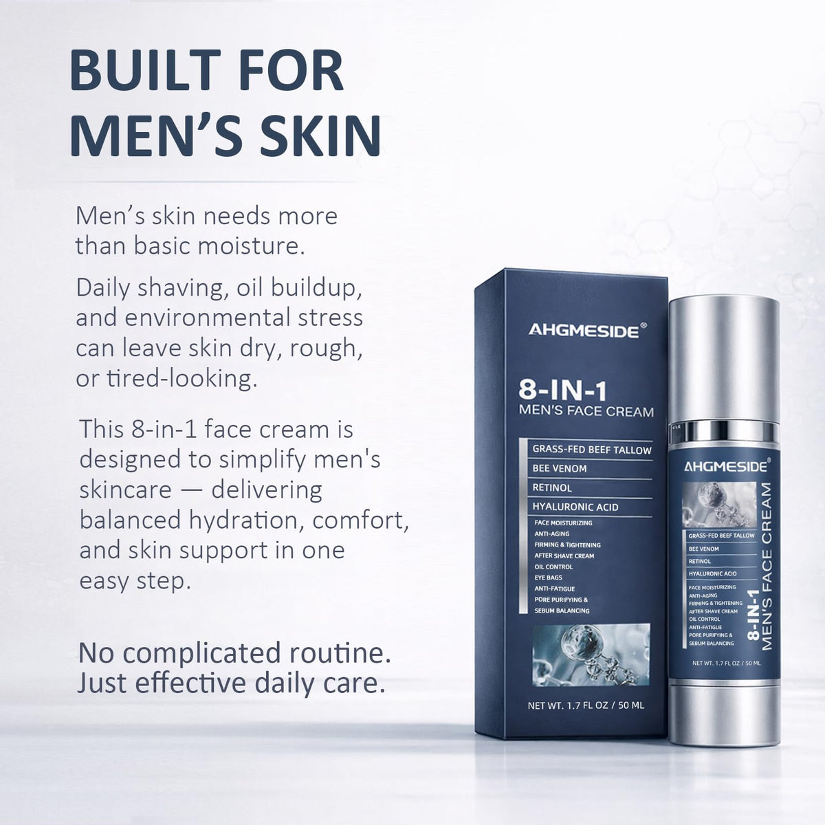Ahgmeside lifestyle on bathroom vanity showing real-use convenience and grooming routine benefit
