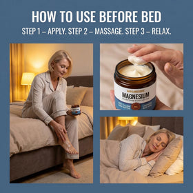 Bedside bottle of Ahgmeside used in a nighttime relaxation routine