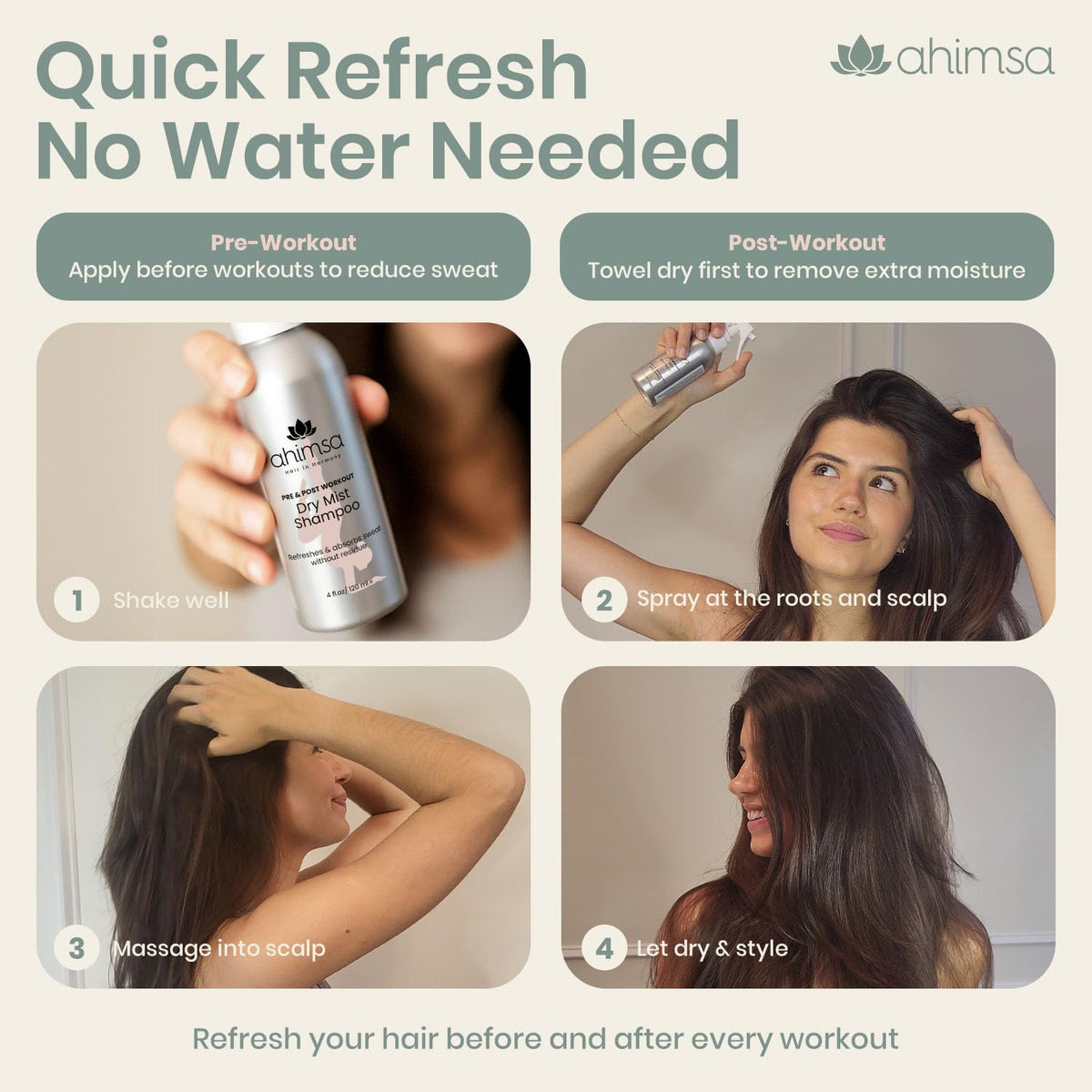 Ahimsa lifestyle in gym bag for post-workout hair refresh on-the-go