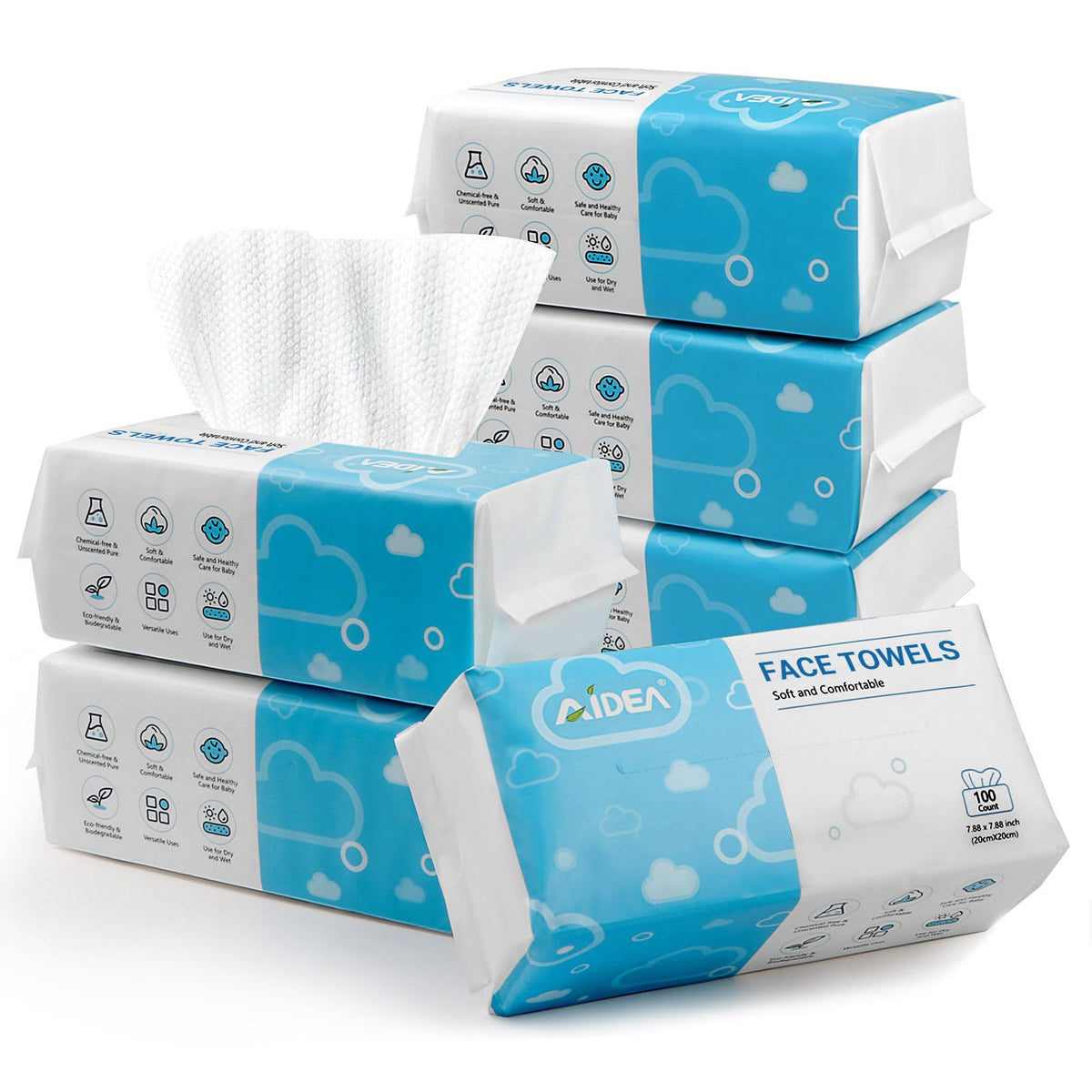 AIDEA front pack view showing six resealable packs and product count benefit