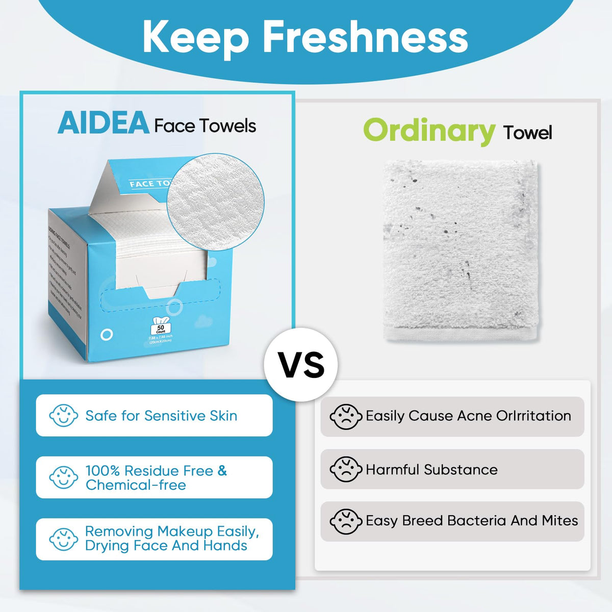 AIDEA towel used for baby care showing safe gentle cleaning for skin