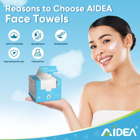 AIDEA towel removing makeup showing gentle cleansing without tugging