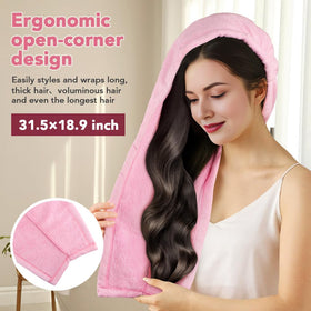 AIDEA wide-tail towel laid flat showing full 31.5×18.9 inch coverage, full wrap benefit