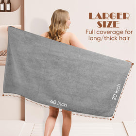 AIDEA towel wrapped on long hair showing hands-free drying benefit