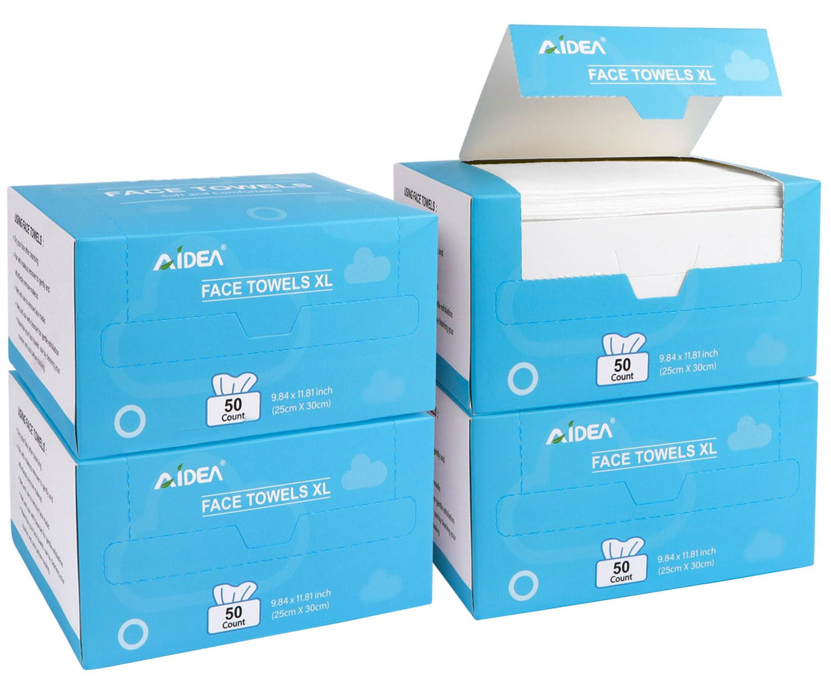 AIDEA front packaging showing four boxes and 200 towels for convenient storage