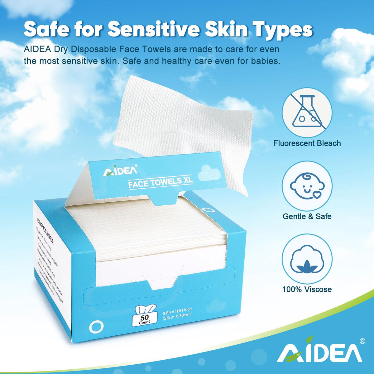 AIDEA towel close-up texture highlighting soft fibers and gentle touch