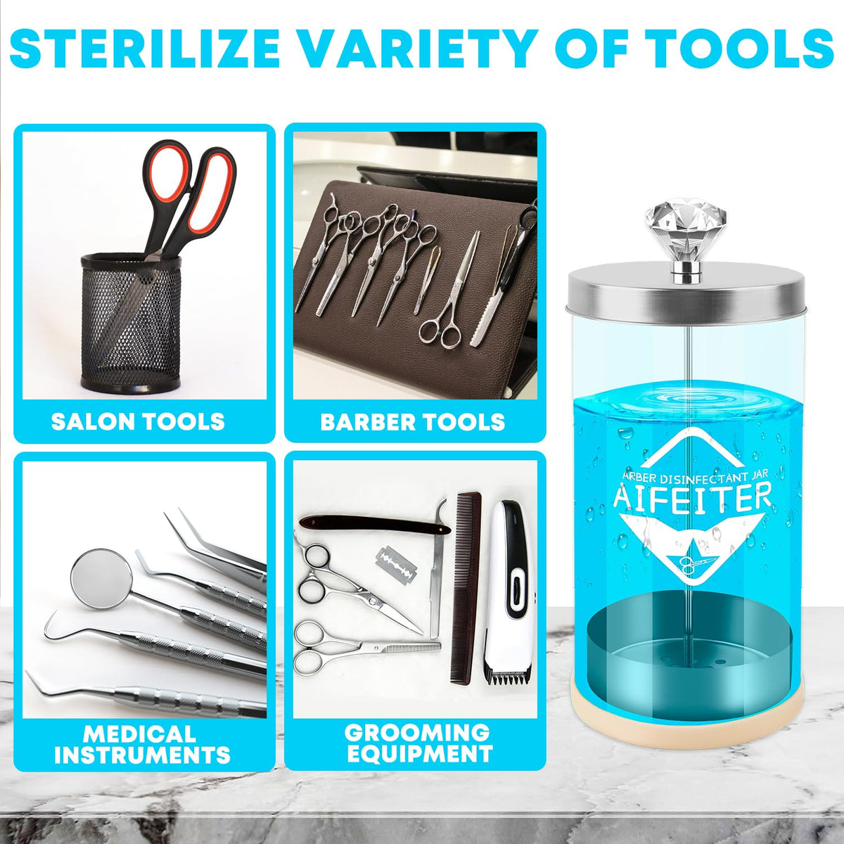 Aifeiter in use at salon station demonstrating visible sterilization and client confidence