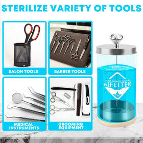 Aifeiter in use at salon station demonstrating visible sterilization and client confidence