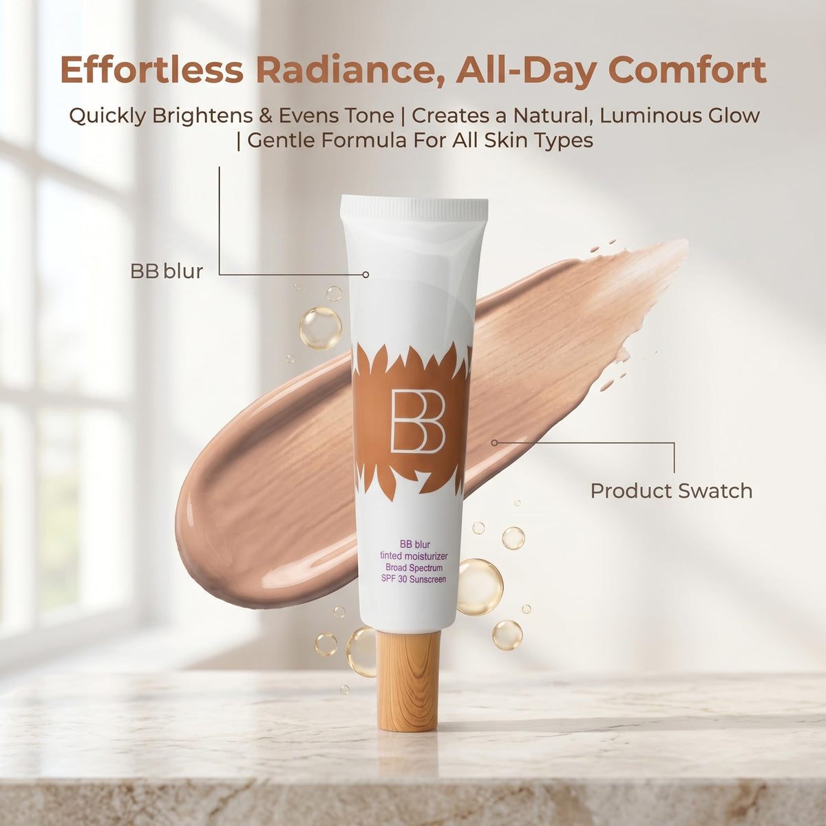 Aigomc product applied on hand showing buildable coverage and blur