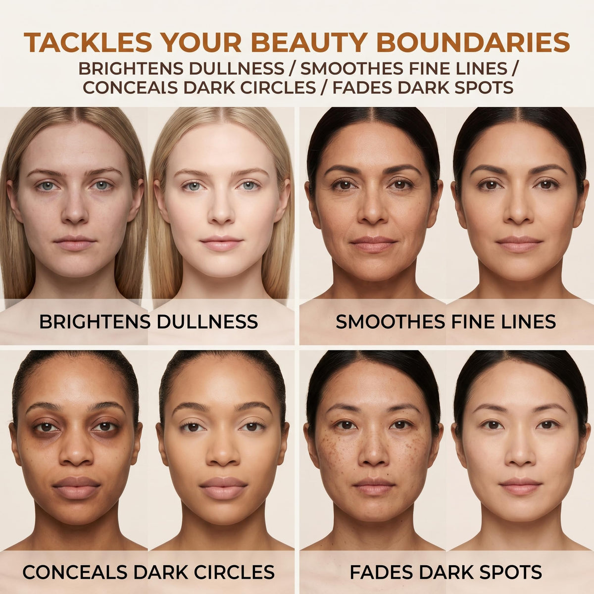 Aigomc swatch along jawline demonstrating natural matte, even tone