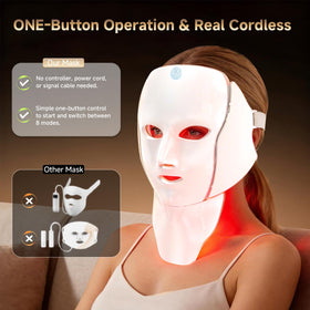 AIHEU mask beside a hand to show scale and compact portability for travel