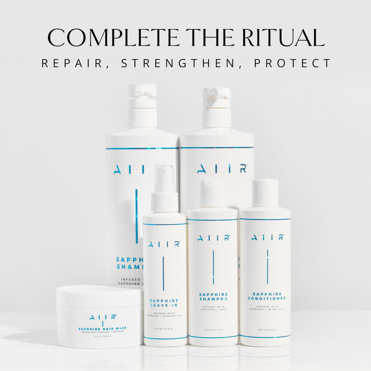 AIIR sapphire crystal visual emphasizing ritual ingredient and energy