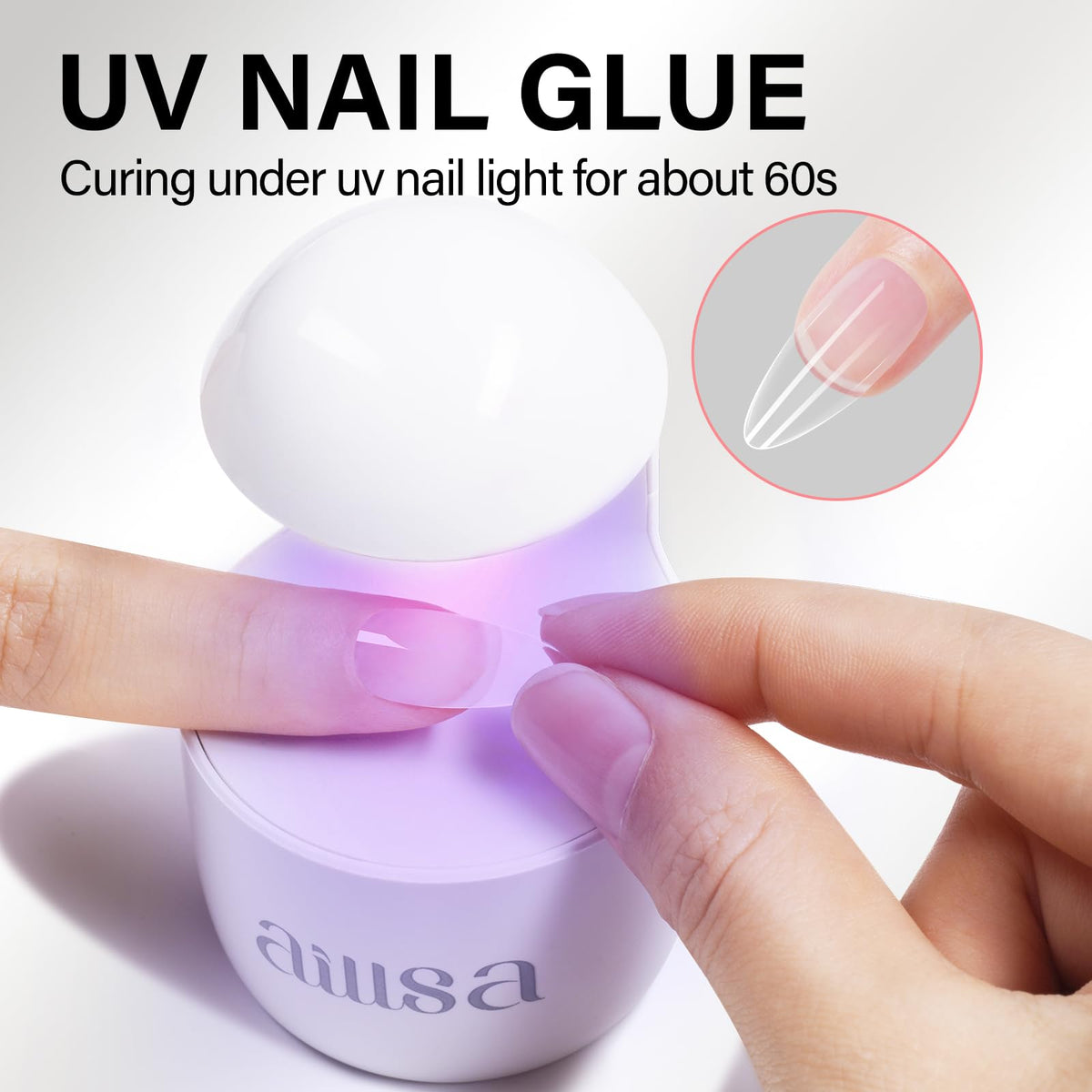 AILLSA crystal gel texture swatch highlighting clear finish and non-yellowing benefit