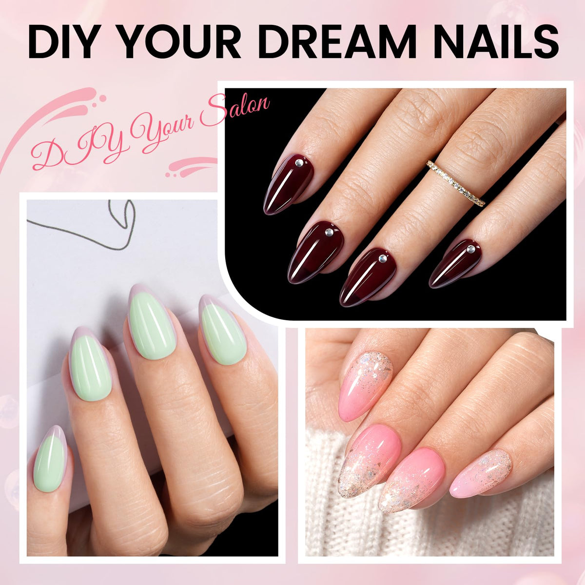AILLSA finished short almond manicure demonstrating salon look