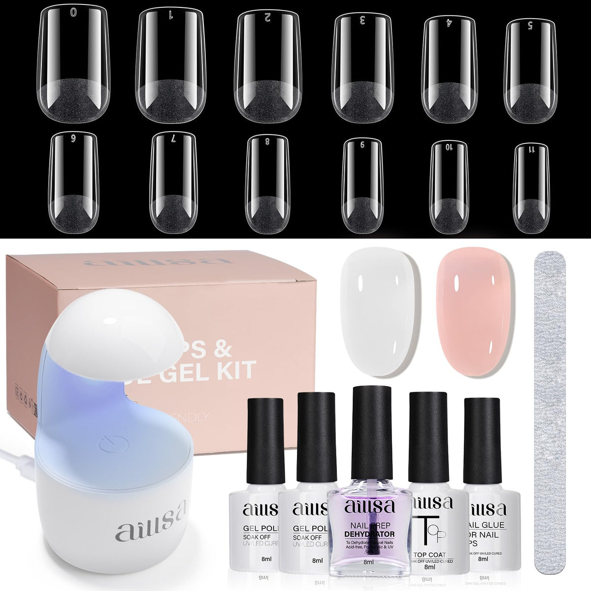 AILLSA front packaging showing full kit for easy at-home nails