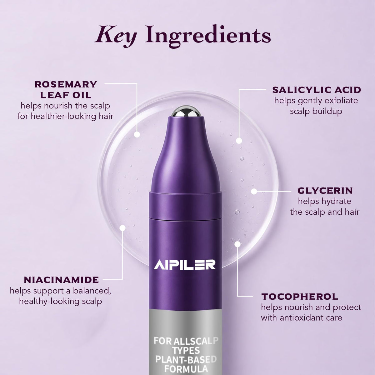 AIPILER clear gel texture on fingertip demonstrating fast-absorbing, non-greasy feel