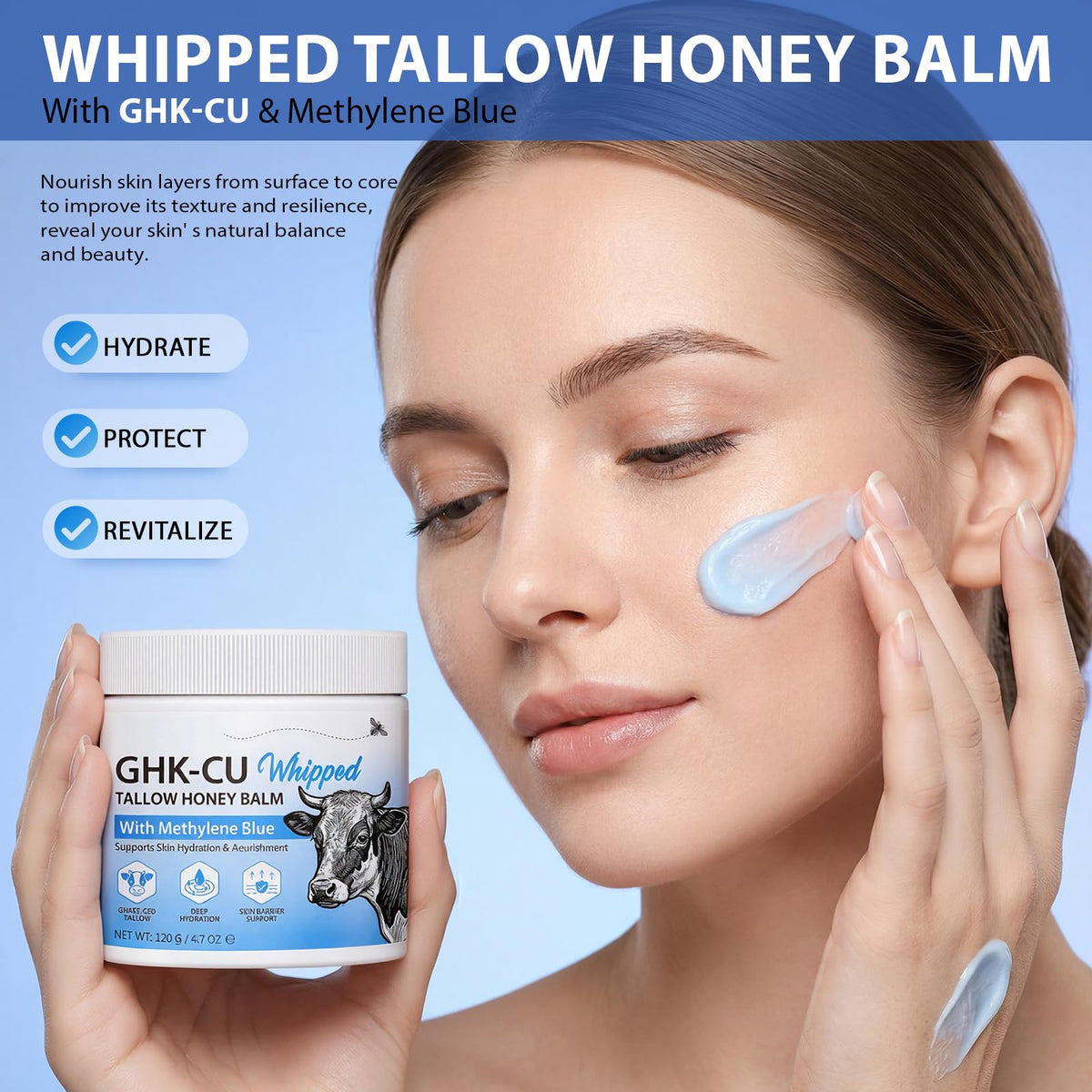 AIQIUSHA label blue complex detail emphasizing antioxidant support and clarity