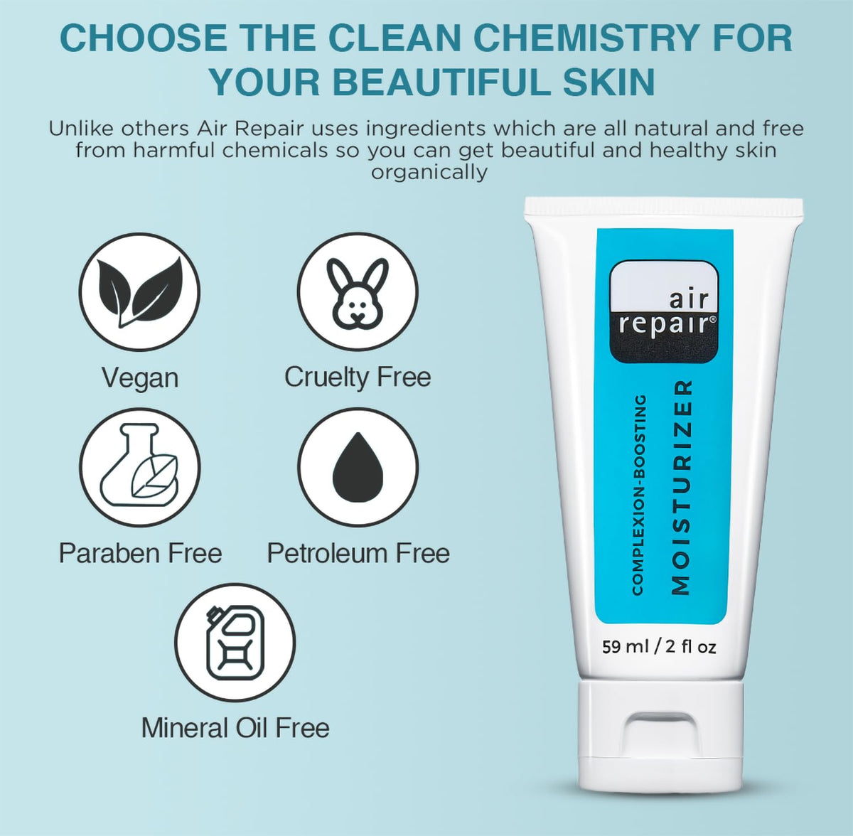 Air Repair ingredients close-up featuring hyaluronic acid and botanical oils for hydration
