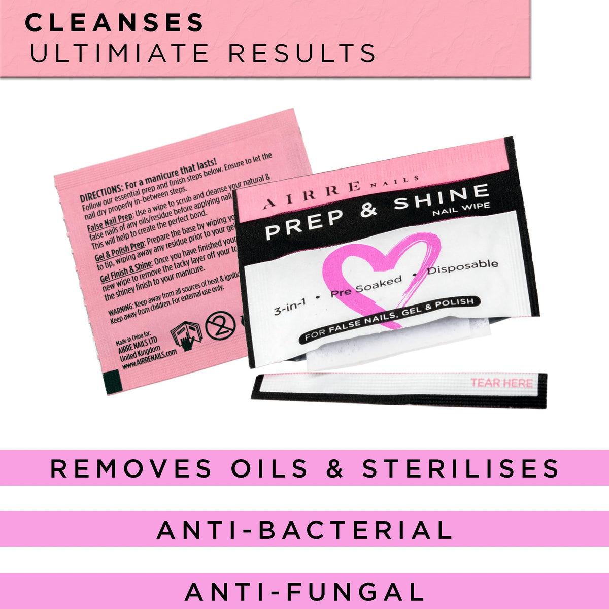 AIRRE NAILS label detail showing alcohol formula and prep instructions for clarity
