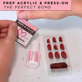 AIRRE NAILS pad beside a hand for scale to show compact, travel-friendly size