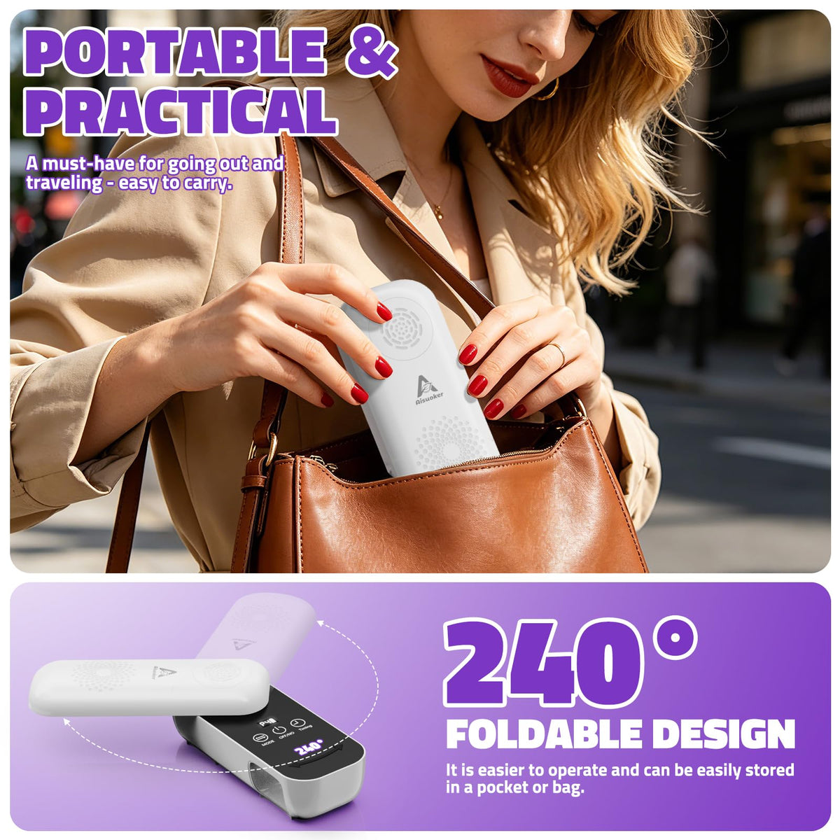 Aisuoker USB-C charging port demonstrating fast recharge capability