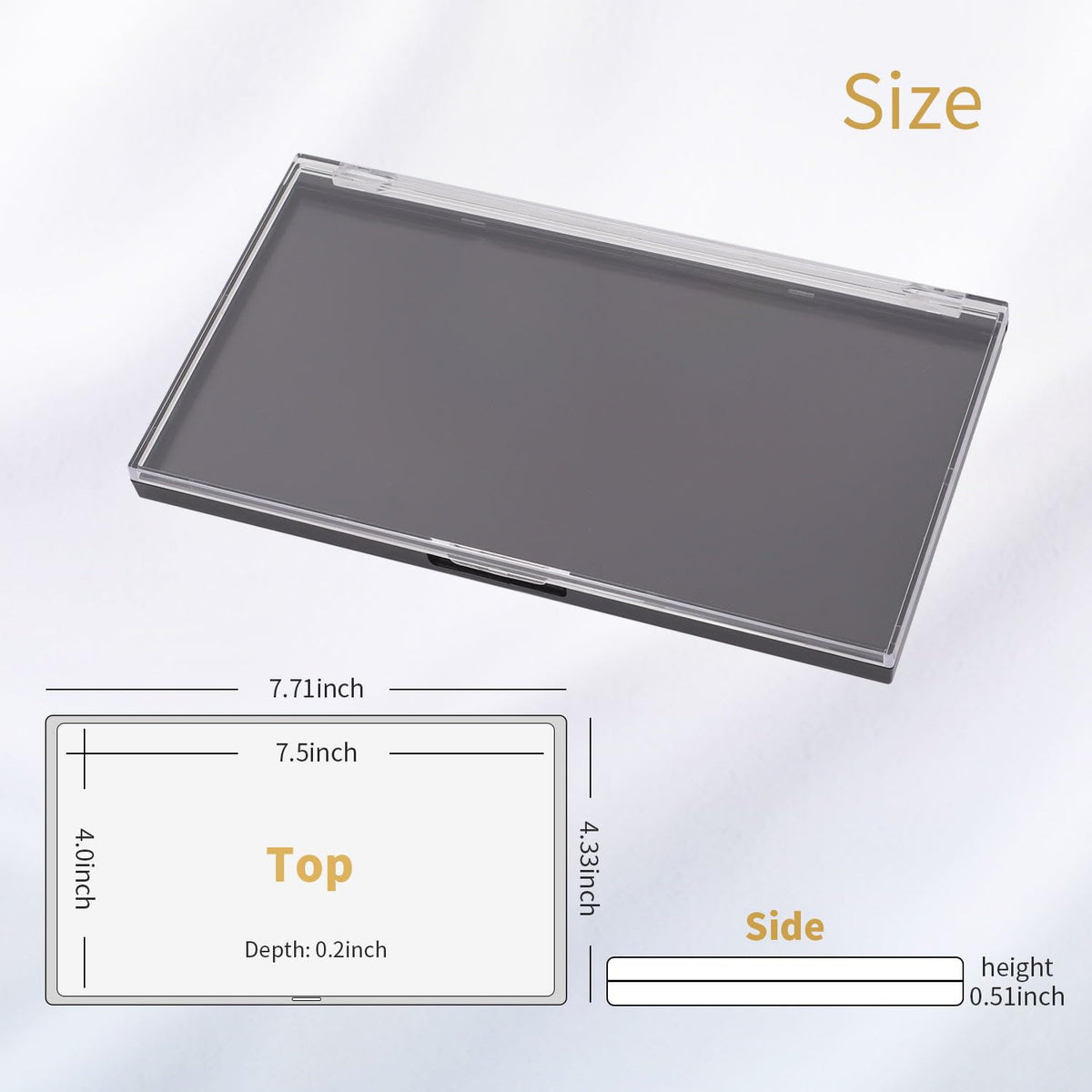AJLTPA clear top opened displaying arranged eyeshadow pans for easy selection