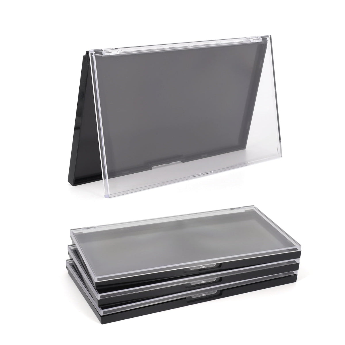 AJLTPA front view of closed palette showing slim clear lid and secure snap