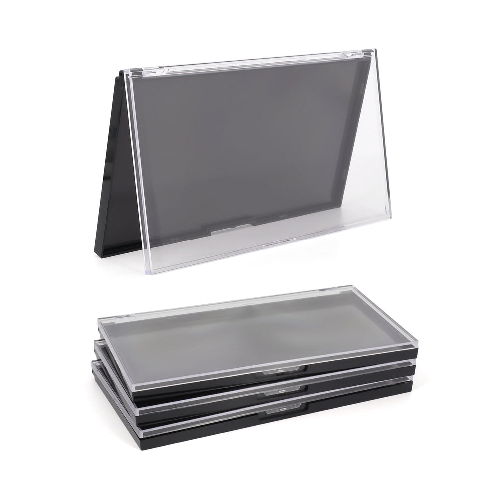 AJLTPA front view of closed palette showing slim clear lid and secure snap