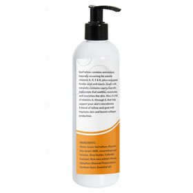 AJOMED COSMETICS 12 oz bottle next to a hand showing size comparison