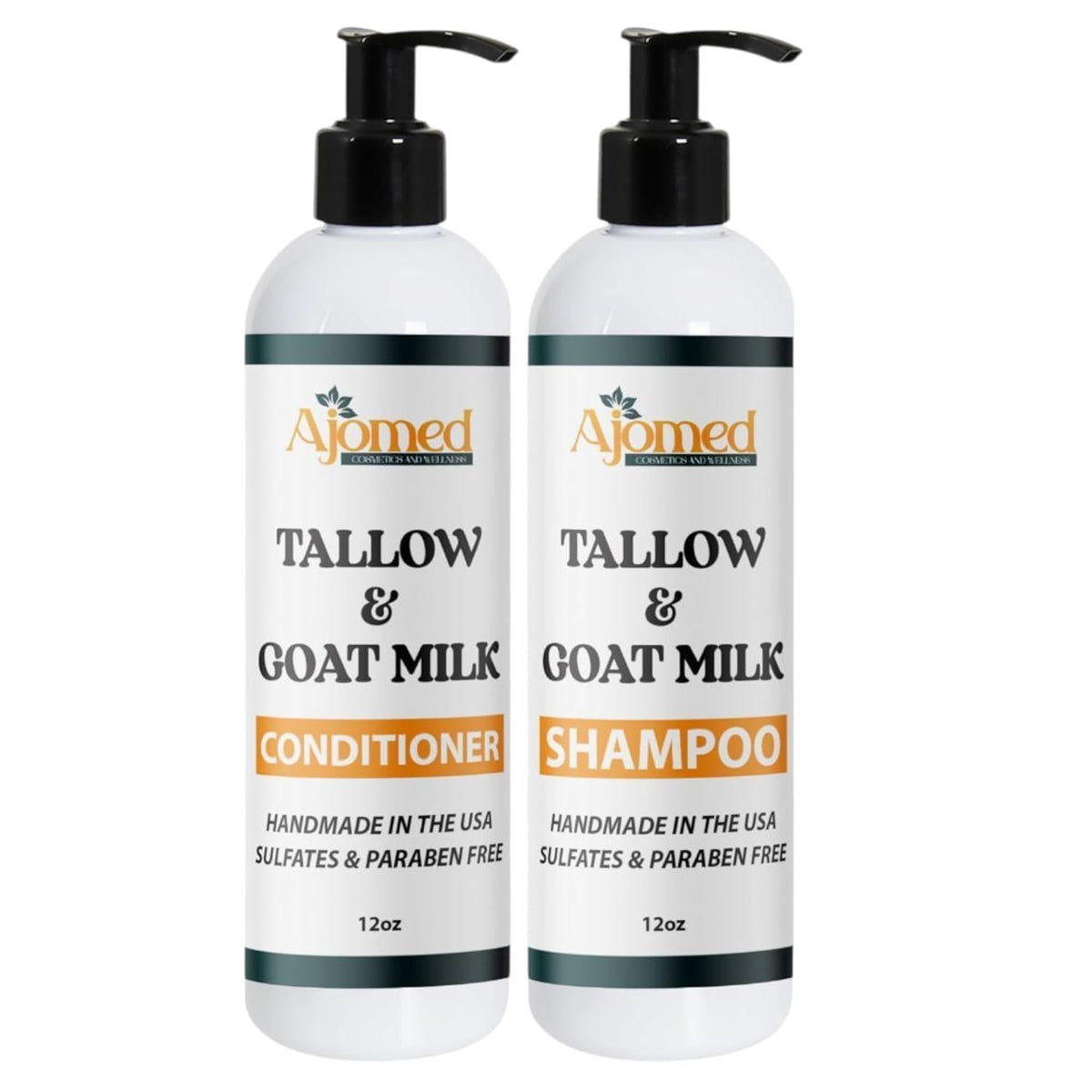 AJOMED COSMETICS goat milk, grass-fed tallow and sea moss ingredients arranged to show natural sources