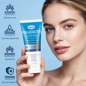 AJVFB cream on fingertip showing lightweight absorbent texture