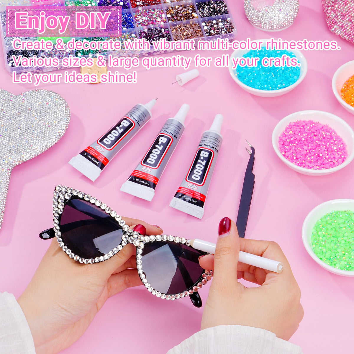 AkiliBIELY three B7000 glue tubes with precision tips for controlled, long-lasting adhesion