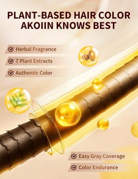 AKOIIN being applied to dry hair demonstrating quick 10-minute dye-and-wash convenience