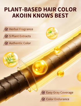 AKOIIN applied on dry hair demonstrating simple one-step wash-and-dye convenience