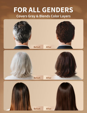 AKOIIN before and after comparison illustrating natural gray coverage benefit